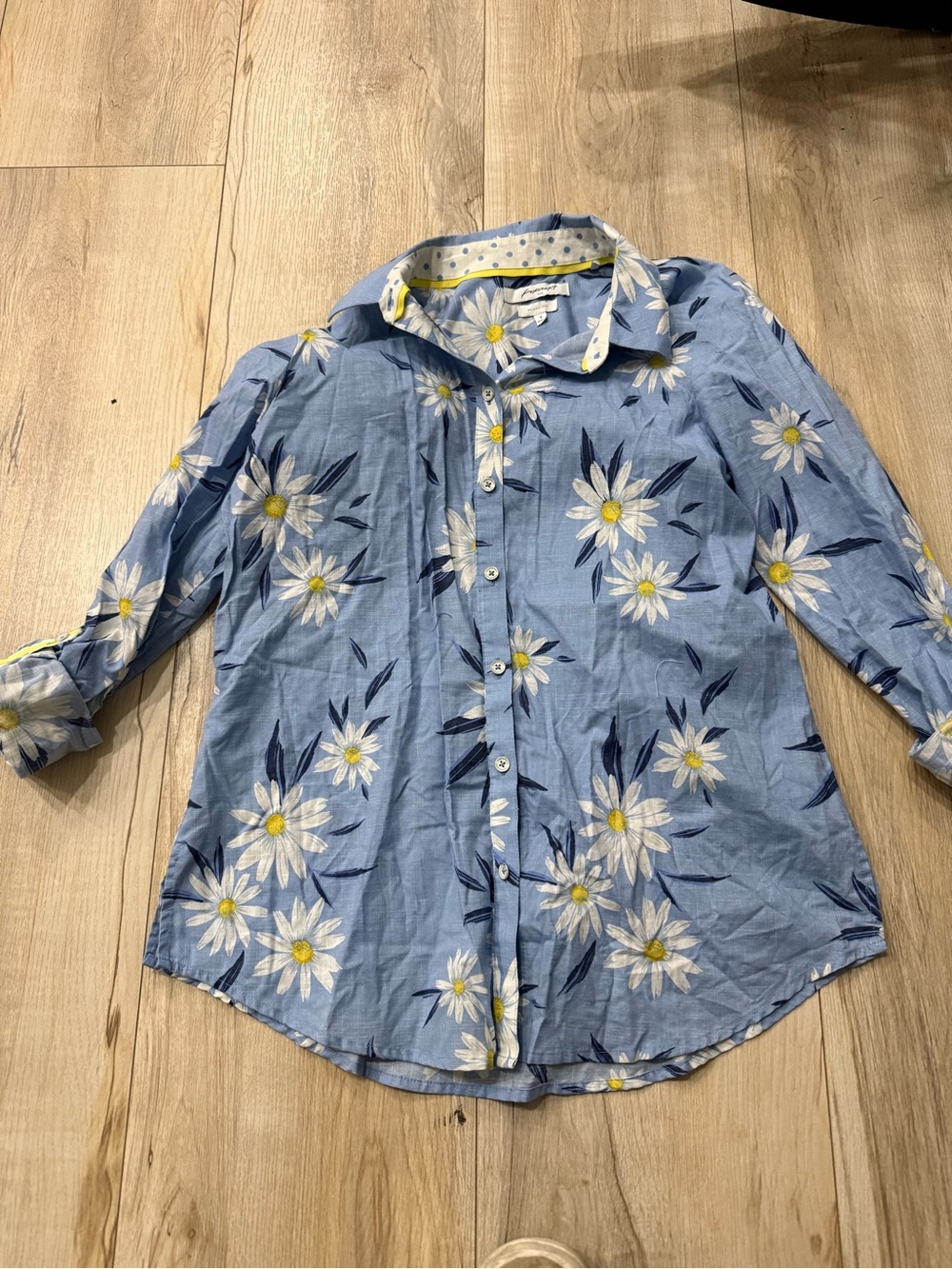 Foxcroft Light Blue Daisy-Print Button-Down Shirt